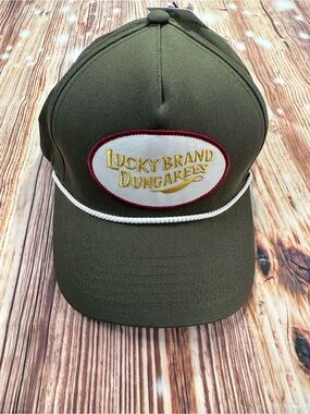 Lucky Brand Dungarees Olive Rope-Trim Trucker Hat